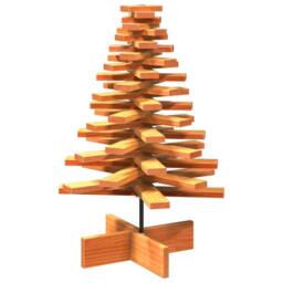 Berkfield Home Wooden Christmas Tree for Decoration Wax Brown 80 cm Solid Wood Pine - thumbnail 5