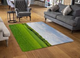 Benjamin Tate Design Summer Landscape With Hilly Green Field & Forest In The Distance Designer Rug in Natural - Size: Large - thumbnail 2