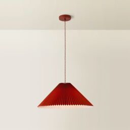 ValueLights Akira Pleated Single Drop Ceiling Pendant Light with LED Bulb in Burnt Orange - thumbnail 3
