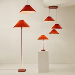 ValueLights Akira Pleated Single Drop Ceiling Pendant Light with LED Bulb in Burnt Orange - thumbnail 8