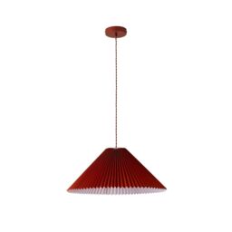 ValueLights Akira Pleated Single Drop Ceiling Pendant Light with LED Bulb in Burnt Orange - thumbnail 6