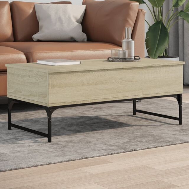 Berkfield Home Coffee Table Sonoma Oak 100x50x40 cm Engineered Wood & Metal in Brown - Size: 100 x 50 x 40 cm - image 1