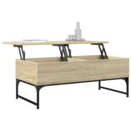 Berkfield Home Coffee Table Sonoma Oak 100x50x40 cm Engineered Wood & Metal in Brown - Size: 100 x 50 x 40 cm - thumbnail 4