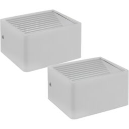 Loops 2 PACK IP44 Outdoor Wall Light White Aluminium 6W Built in LED Porch Lamp