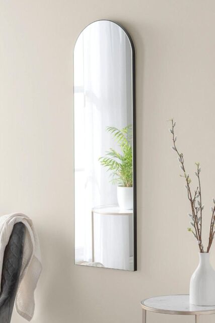 Yearn Mirrors Minimal Arch Black Narrow Wall Mirror 100x30cm - Size: 100x30 cm - image 1