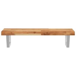 Berkfield Home Basin Shelf Wall Mounted Steel & Solid Wood Acacia in Brown - thumbnail 4