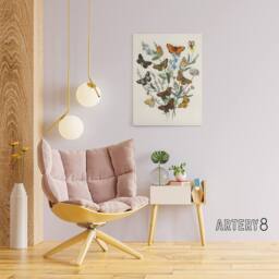 "Artery8 Butterflies & Caterpillars Kirby Vintage Canvas Wall Art in White - Size: W18"" x H24""" - thumbnail 3