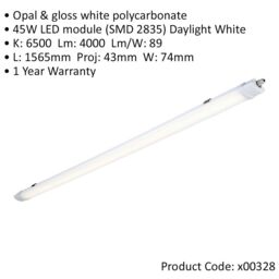 Loops 5ft IP65 Batten Light Fitting - 45W Daylight White LED - Daisychain Compatible - thumbnail 2