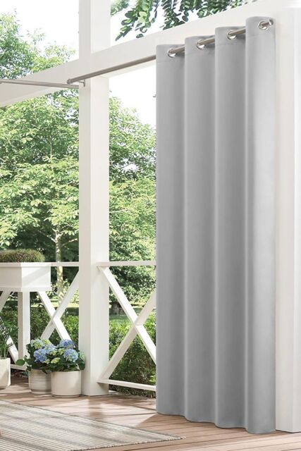 H&O Direct 132cm L x 274cm W Garden Gazebo Sun Shade Curtains Waterproof UV Blocking - Premium Privacy Screens with Grommets, Grey
