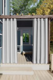 H&O Direct 132cm L x 274cm W Garden Gazebo Sun Shade Curtains Waterproof UV Blocking - Premium Privacy Screens with Grommets, Grey - thumbnail 2