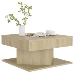 Berkfield Home Coffee Table Sonoma Oak 57x57x30 cm Engineered Wood in Light Tan - Size: 57 x 57 x 30 cm - thumbnail 4