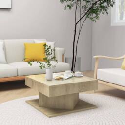 Berkfield Home Coffee Table Sonoma Oak 57x57x30 cm Engineered Wood in Light Tan - Size: 57 x 57 x 30 cm - thumbnail 2