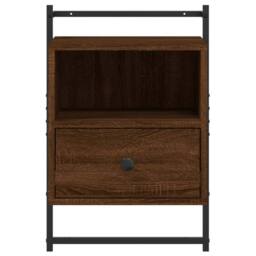 Berkfield Home Bedside Cabinet Wall-mounted Brown Oak 40x30x61 cm Engineered Wood - Size: 40 x 30 x 61 cm - thumbnail 6