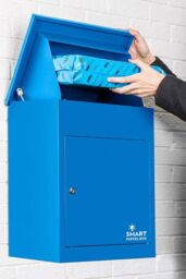 Homescapes Smart Parcel Box® Medium Front Access Secure Delivery Box in Blue