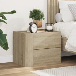 Berkfield Home Wall-mounted Bedside Cabinet Sonoma Oak 45x30x35 cm in Brown - Size: 45 x 30 x 35 cm - thumbnail 3