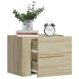 Berkfield Home Wall-mounted Bedside Cabinet Sonoma Oak 45x30x35 cm in Brown - Size: 45 x 30 x 35 cm - thumbnail 1