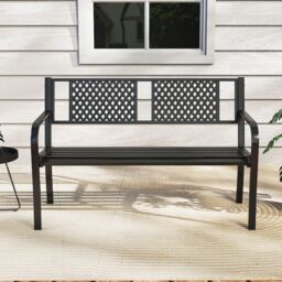 Costway 127CM Garden Bench Outdoor Bench for 2-3-Persons in Black - thumbnail 6