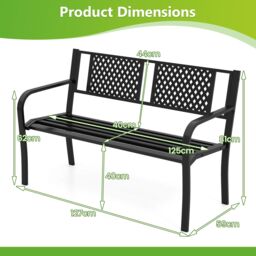 Costway 127CM Garden Bench Outdoor Bench for 2-3-Persons in Black - thumbnail 3