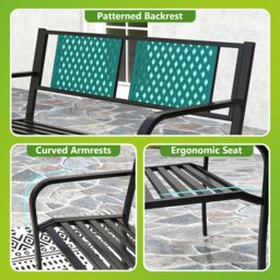 Costway 127CM Garden Bench Outdoor Bench for 2-3-Persons in Black - thumbnail 8