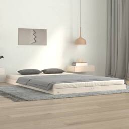 Berkfield Home Beautiful Bed Frame without Mattress White 120x200 cm Solid Wood Pine - Size: Small Double - thumbnail 2