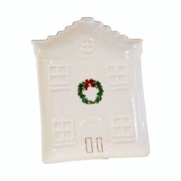 Four Candle Cosy Christmas House Plate Home Decoration in Natural - thumbnail 1
