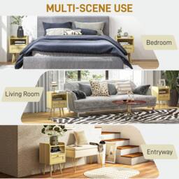 Wyld Haus Fira Set of 2 Wood Effect Bedside Tables with Rattan Weave in Natural - thumbnail 6