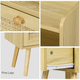 Wyld Haus Fira Set of 2 Wood Effect Bedside Tables with Rattan Weave in Natural - thumbnail 5