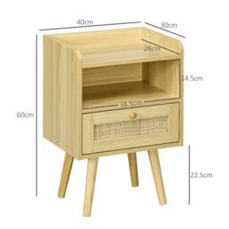 Wyld Haus Fira Set of 2 Wood Effect Bedside Tables with Rattan Weave in Natural - thumbnail 3