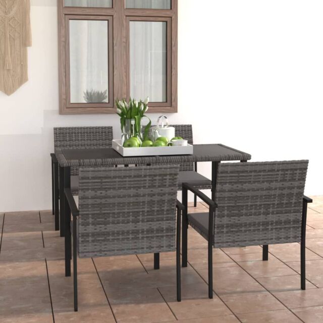 Berkfield Home 5 Piece Outdoor Dining Set Poly Rattan Grey - image 1