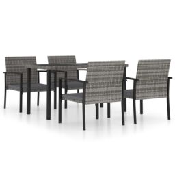 Berkfield Home 5 Piece Outdoor Dining Set Poly Rattan Grey - thumbnail 2