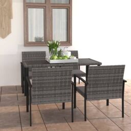 Berkfield Home 5 Piece Outdoor Dining Set Poly Rattan Grey - thumbnail 1