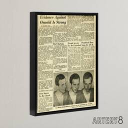 "Artery8 Assassination Kennedy JFK Harvey Oswald Framed Canvas Wall Art Print in Beige - Size: W12"" x H16""" - thumbnail 2