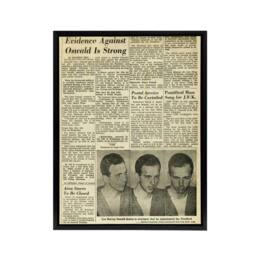 "Artery8 Assassination Kennedy JFK Harvey Oswald Framed Canvas Wall Art Print in Beige - Size: W12"" x H16""" - thumbnail 1