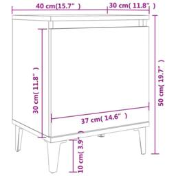 Berkfield Home Sturdy Bed Cabinet with Metal Legs Sonoma Oak 40x30x50 cm in Light Brown - Size: 40 x 30 x 50 cm - thumbnail 8