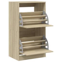 Berkfield Home Shoe Cabinet with 2 Flip-Drawers Sonoma Oak 60x42x108 cm in Light Brown - Size: 60 x 42 x 108 cm - thumbnail 5