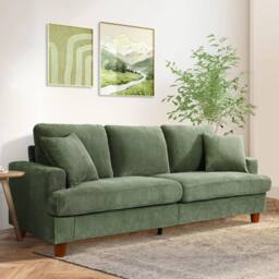 Dprodo Deep 3 Seat Sofa, 220cm Mid Century Modern Couches in Green - thumbnail 1
