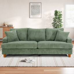 Dprodo Deep 3 Seat Sofa, 220cm Mid Century Modern Couches in Green - thumbnail 8
