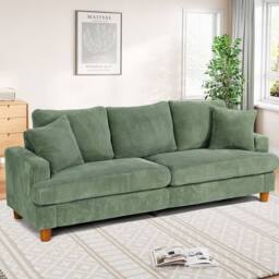 Dprodo Deep 3 Seat Sofa, 220cm Mid Century Modern Couches in Green - thumbnail 9