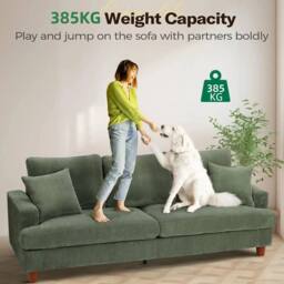 Dprodo Deep 3 Seat Sofa, 220cm Mid Century Modern Couches in Green - thumbnail 5