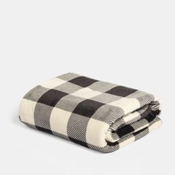 OHS Gingham Flannel Fleece Soft Reversible Throw Blanket in Natural White - Size: 130 cm x160 cm - thumbnail 4