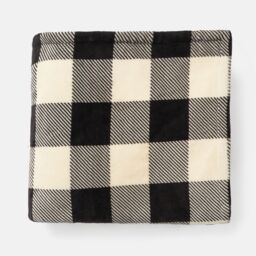 OHS Gingham Flannel Fleece Soft Reversible Throw Blanket in Natural White - Size: 130 cm x160 cm - thumbnail 6