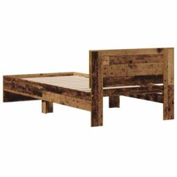 Berkfield Home Traditional Bed Frame without Mattress with Headboard Old Wood 90 in Brown - thumbnail 7