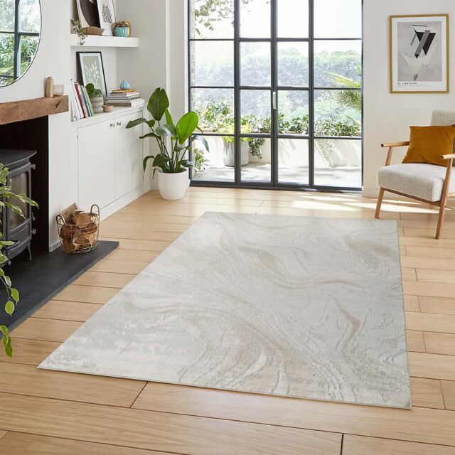 Desire Rugs Perla Modern Abstract Living Room Area Rug Metallic-Beige Resin in Beige - Size: 120 cm x 170 cm - image 1