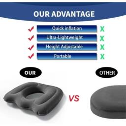 NESTLUNE Inflatable Ring Cushion Medical Vinyl Hemorrhoid Relief in Grey - Size: 100 cm x 190 cm - thumbnail 5
