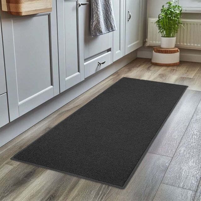 Nicoman PVC Spaghetti Coil Hallway Kitchen Entrance Area Non-Slip Runner Rug 150cm x 60cm in Black - Size: 60 cm x 150 cm - image 1