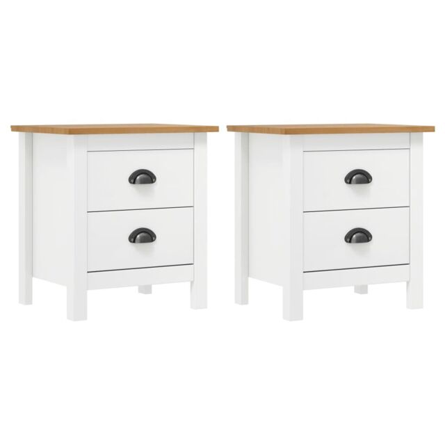 Berkfield Home Bedside Cabinet Hill 2 pcs White 46x35x49.5 cm Solid Pine Wood - image 1