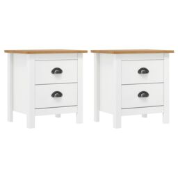 Berkfield Home Bedside Cabinet Hill 2 pcs White 46x35x49.5 cm Solid Pine Wood - thumbnail 1