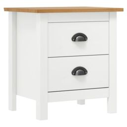 Berkfield Home Bedside Cabinet Hill 2 pcs White 46x35x49.5 cm Solid Pine Wood - thumbnail 2