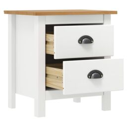 Berkfield Home Bedside Cabinet Hill 2 pcs White 46x35x49.5 cm Solid Pine Wood - thumbnail 4