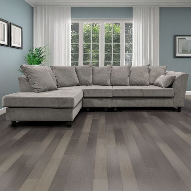 Furnishings For Less UK Casper Chenille Large 5 Seater L Shaped Corner Sofa Left Hand Facing in Grey - image 1